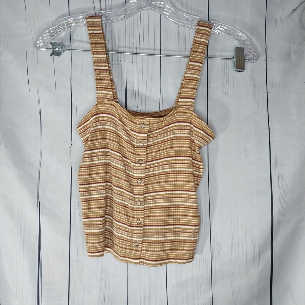 American Eagle Soft & Sexy Rib Y2K Multicolor Striped Sleeveless Crop Top